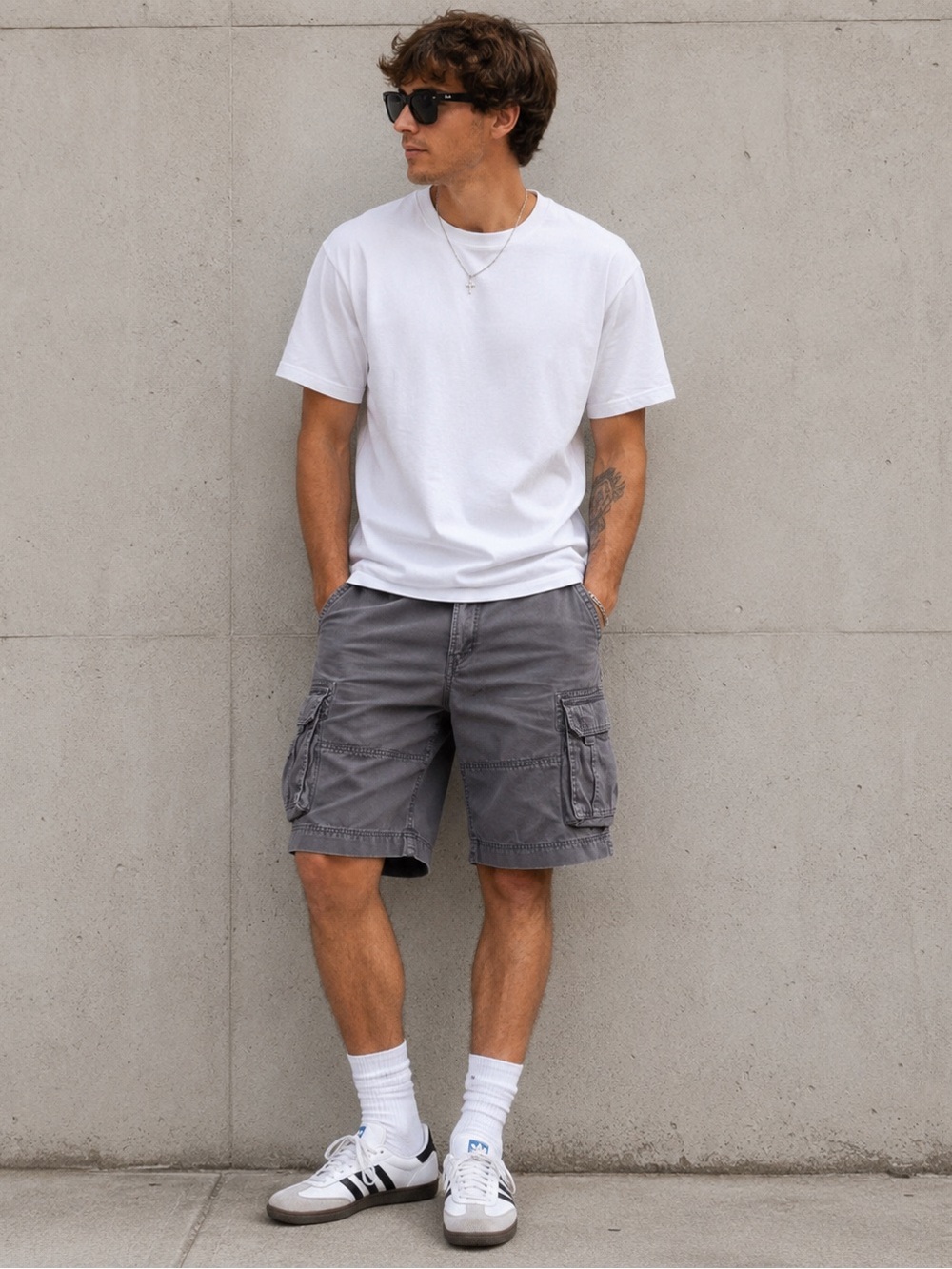 Public Opinion Men’s Gray Cargo Shorts Utility Pocket Casual Streetwear Shorts